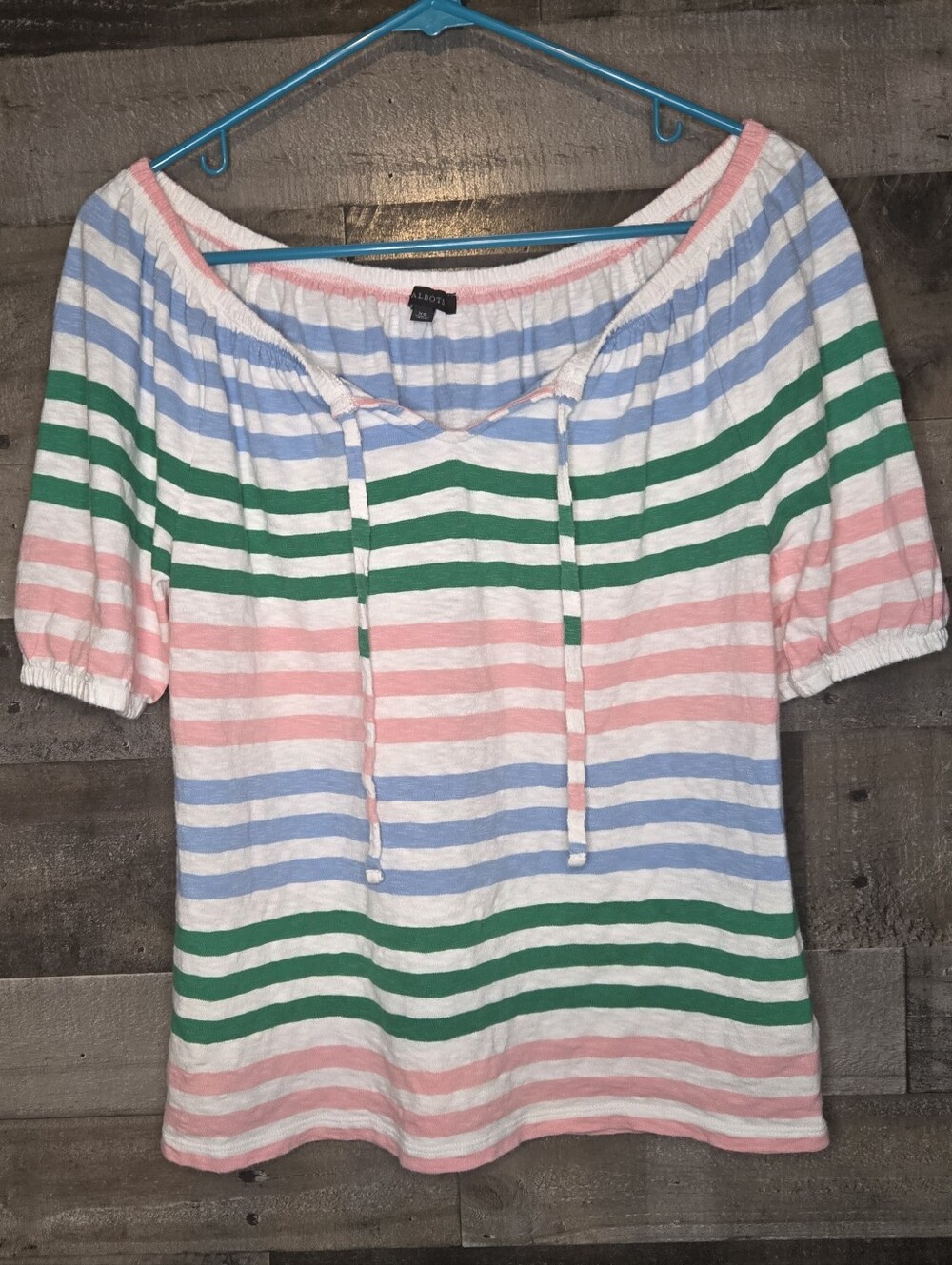 talbots striped colorful short sleeve top